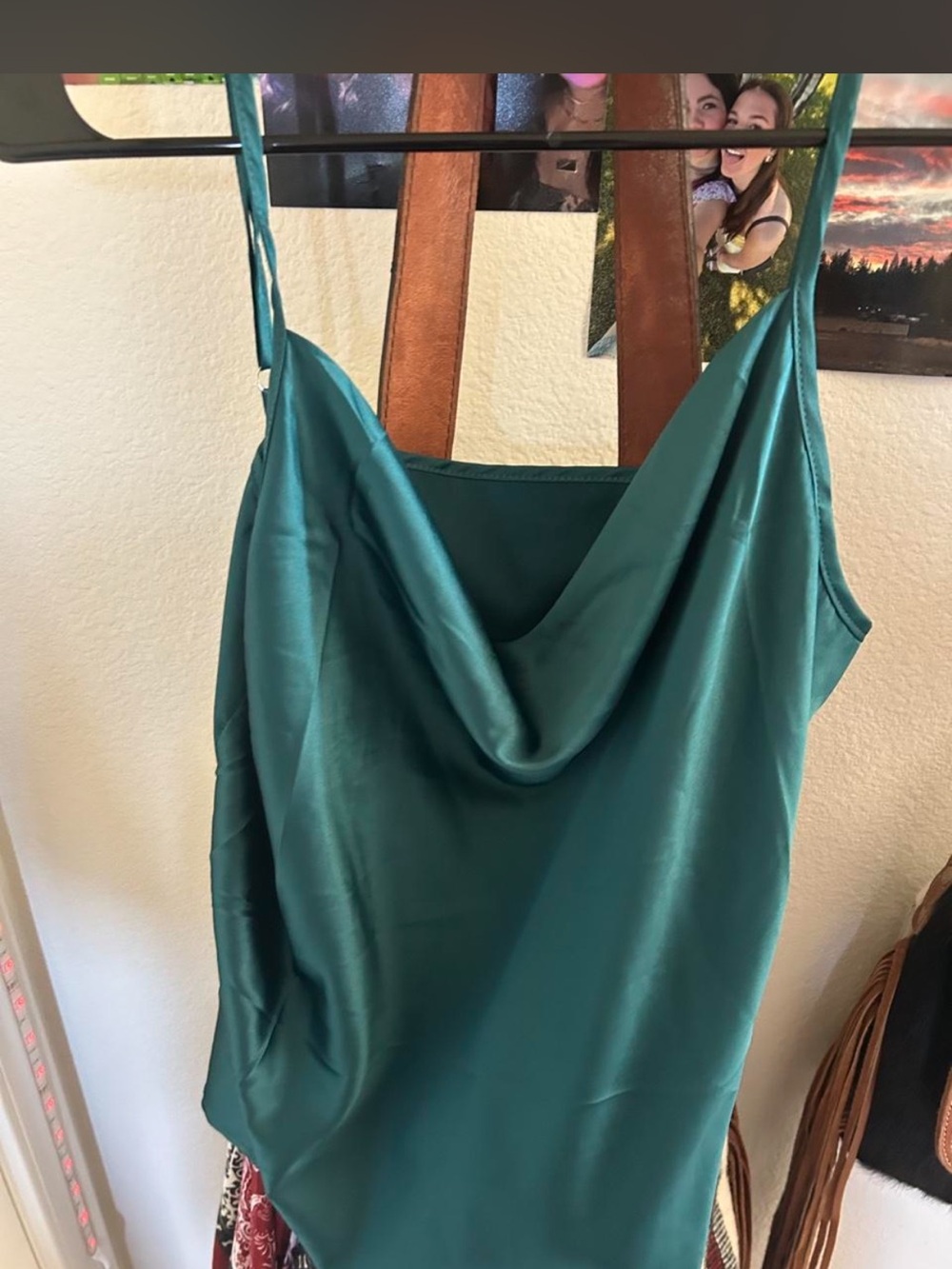 Emerald Green Satin Cowl Neck Women's Sling Bag